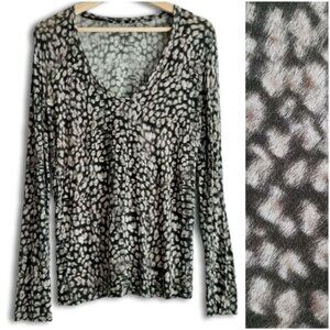 SAKS FIFTH AVENUE | X MAJESTIC FILATURES Extrafine Superwashed Tee Cheetah Sz S